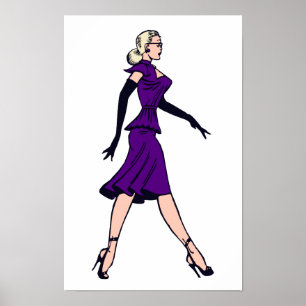 Poster Garota Glamourosa Vintage, Secretária Loira Retrô