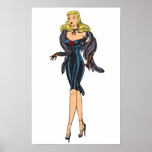 Poster Garota Glamurosa Vintage Glamourosa Pin-up Loira