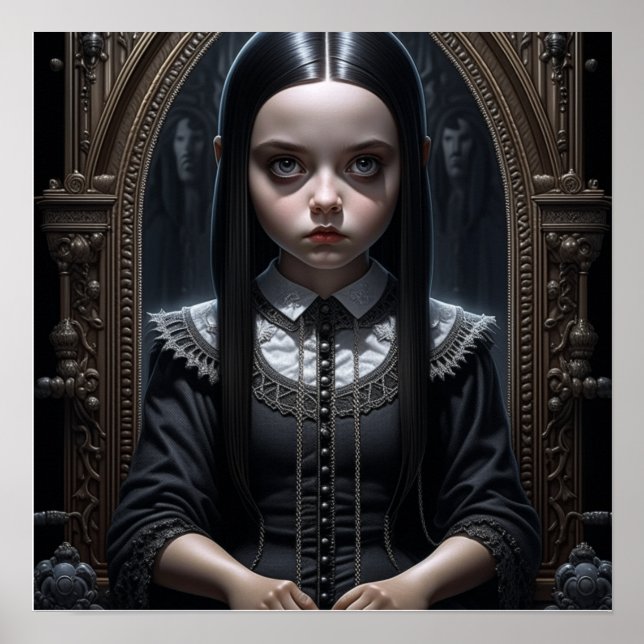 Poster Garota Gótica Assombra o Halloween  (Frente)