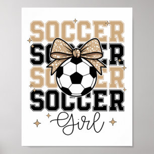 Poster Garota Groovy de Futebol Coquette Bow Futebol Espo