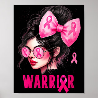 Poster Garota Guerreira Feminina Rosa Conscientização do 
