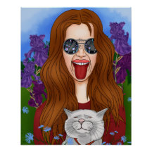 Garota hippie com um gato