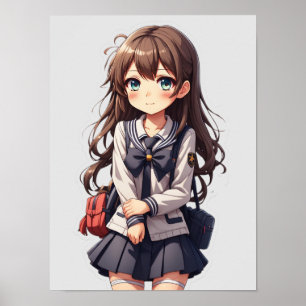 Poster Garota japonesa da escola de animação