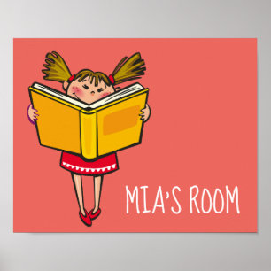 Poster Garota lendo um livro para garotas bonitas