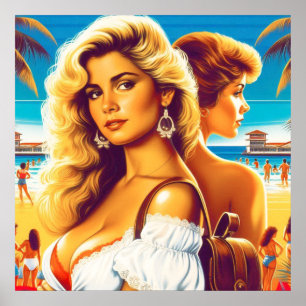 Poster Garota Loira de Verão dos Anos 80