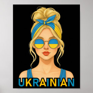 Poster Garota Loira Ucraniana Bandeira da Ucrânia Namorad