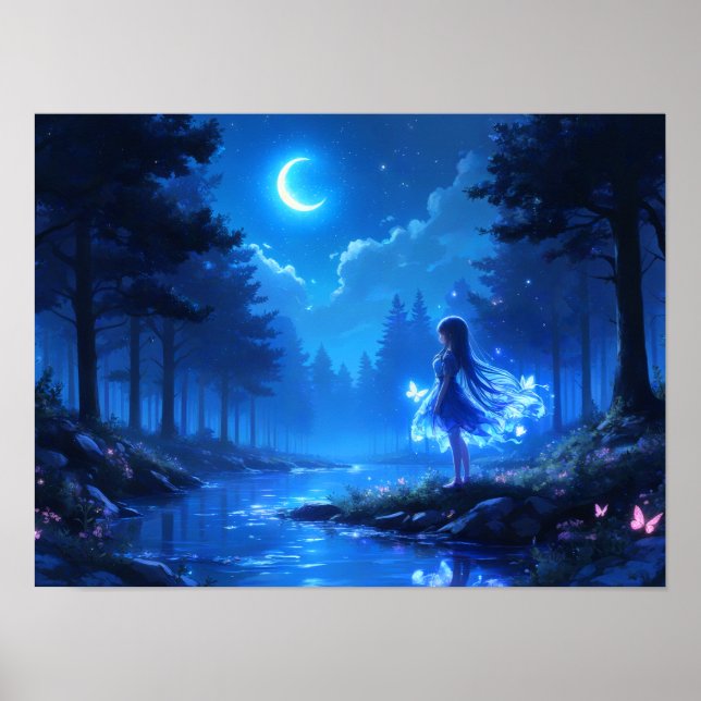 Poster Garota Lua na Floresta Encantada (Frente)