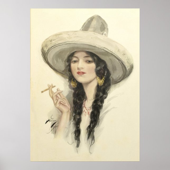 Poster Garota Mexicana - Arte Vintage (Frente)