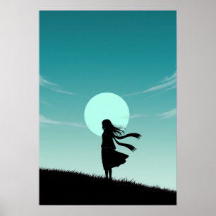 Poster Garota Minimalista de Anime