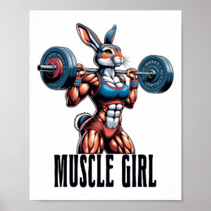 Poster Garota Musculosa Do Ginásio Com Fisiculturismo De