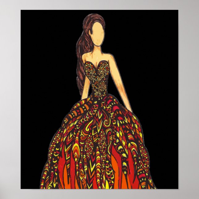 Póster Garota no Vestido de Fogo (Frente)