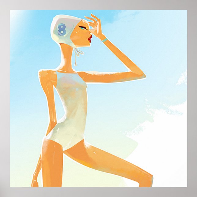 Póster Garota num terno de natação (Frente)