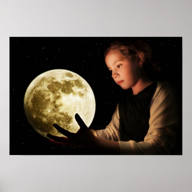 Poster Garota olhando para a lua (Frente)