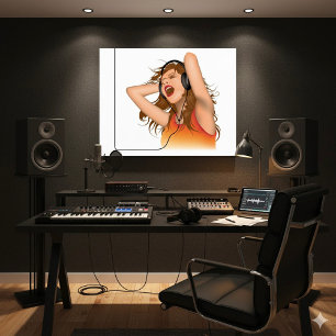 Póster Garota Ouvindo Música
