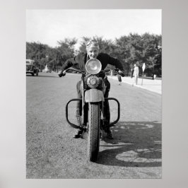 Poster Garota pilotando motocicleta, 1937. Foto antiga