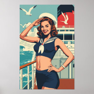 Poster Garota Pin-Up Marinheiro Tropical – Cruzeiro dos A