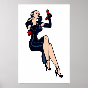 Poster Garota Pinup Vintage Loira Bonita Glamour Retro