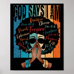 Poster Garota Preta Vintage Deus Diz Que Eu Sou Preto Mel