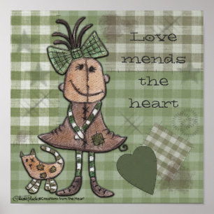 Póster Garota primitiva e gato