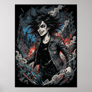 Poster Garota Punk Caos Controlado   Rebelde Urbano Grung