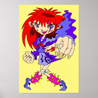 Poster Garota Retro Cyberpunk.