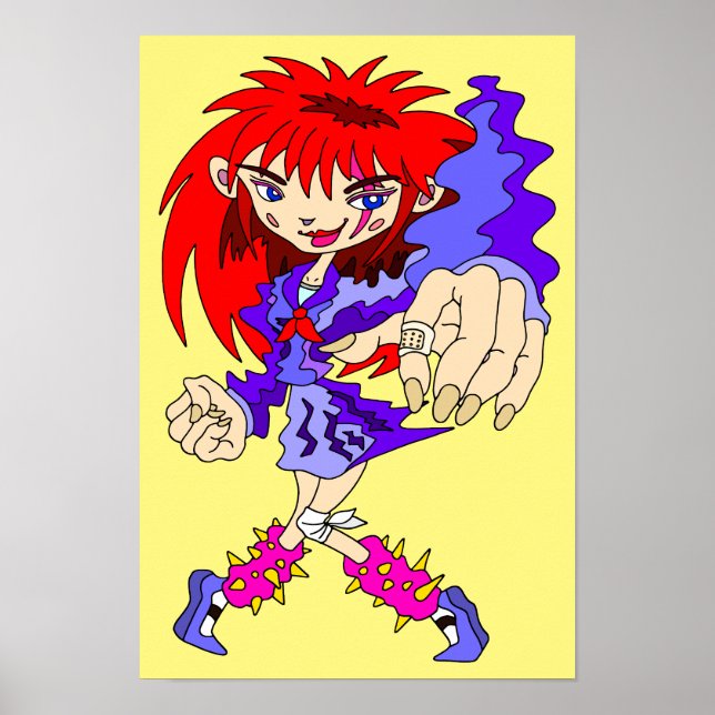 Poster Garota Retro Cyberpunk. (Frente)