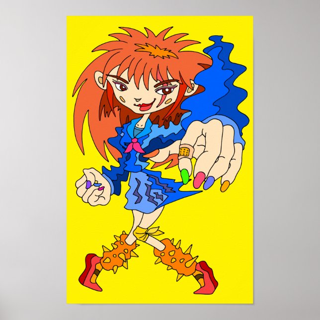 Poster Garota Retro Cyberpunk. (Frente)