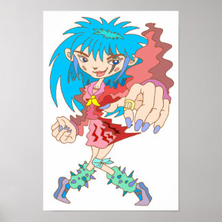 Poster Garota Retro Cyberpunk.
