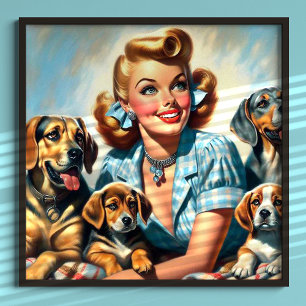Poster Garota safada com cachorros
