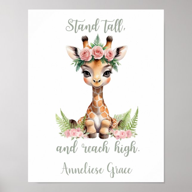 Poster Garota Safari Enfermeira Cute Girafa Personalizada (Frente)