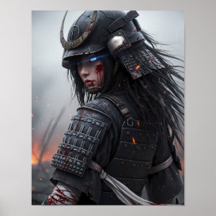 Poster Garota Samurai Cyberpunk