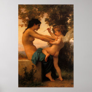 Póster Garota se defendendo contra o Cupido de Bouguereau