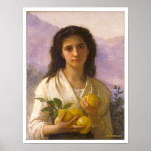 Poster Garota segurando limões, William Adolphe Bouguere