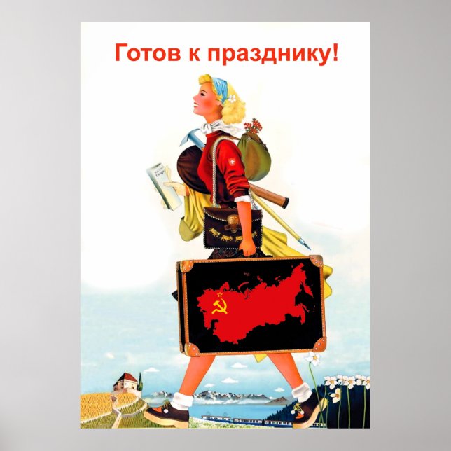 Poster Garota Soviética Pronta para um Feriado na Rússia (Frente)