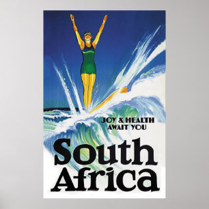 Poster Garota surfadora da África do Sul