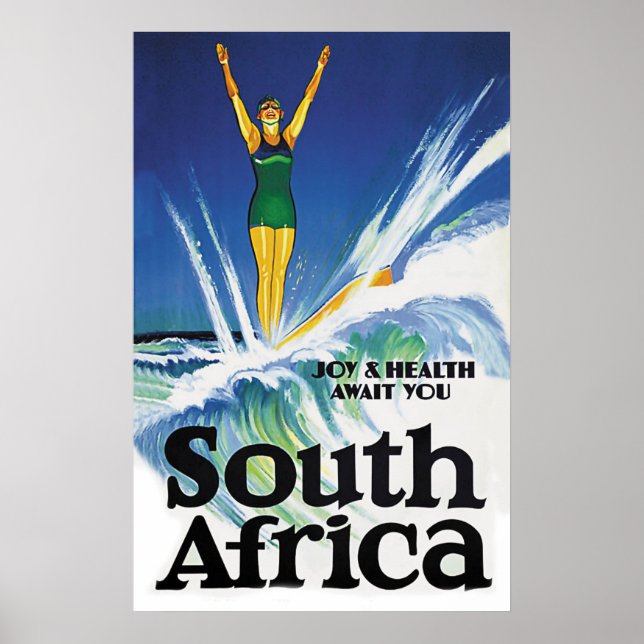 Poster Garota surfando na África do Sul (Frente)