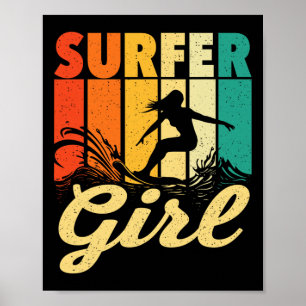 Poster Garota Surfista - Ondas Treinamento de Surf Amor p