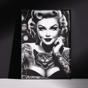 Póster Garota Tatuada Alternativa Old School