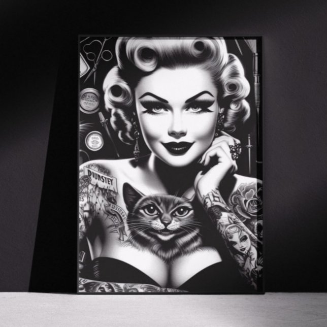 Póster Garota Tatuada Alternativa Old School (Criador carregado)