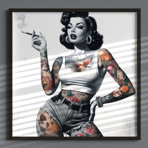 Poster Garota Tatuada Retro