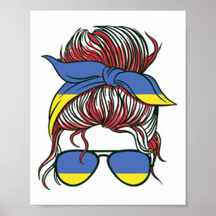 Poster Garota Ucraniana Com Óculos De Sol Orgulho Patriót