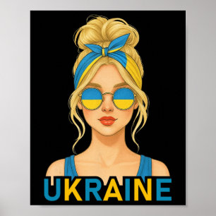 Poster Garota Ucraniana Loira Bandeira da Ucrânia Namorad