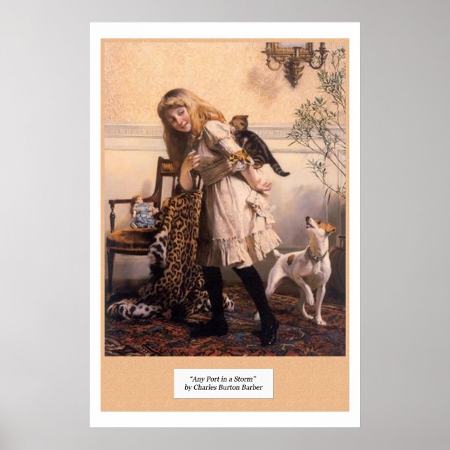 Póster Garota Vitoriana Gatinhas Cachorro "Qualquer Porto (Frente)