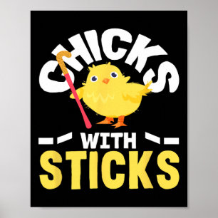 Poster Garotas Com Sticks Jogadora de Hóquei em Campo Div