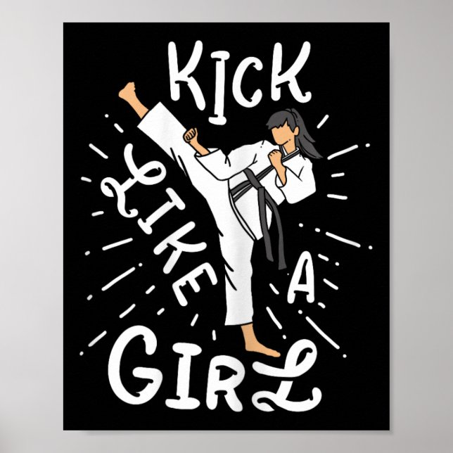 Poster Garotas de Karate Chutam Como Um Taekwondo de Kick (Frente)