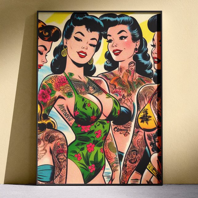 Póster Garotas de Quadrinhos Tatuadas (Criador carregado)