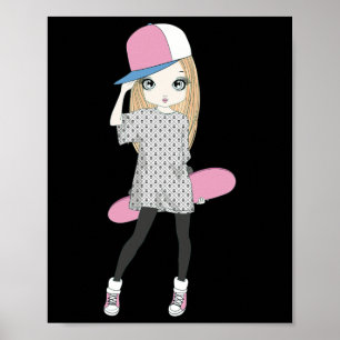 Poster Garotas De Skate Fazem Um Kickflip