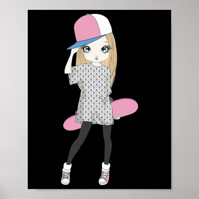 Poster Garotas De Skate Fazem Um Kickflip (Frente)