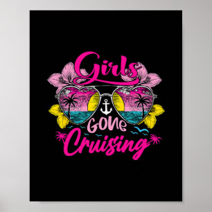 Poster Garotas do Cruzeiro Retrô se Divertindo na Viagem