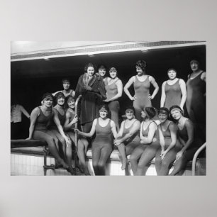 Poster Garotas do lado do poolside, início dos anos 1900